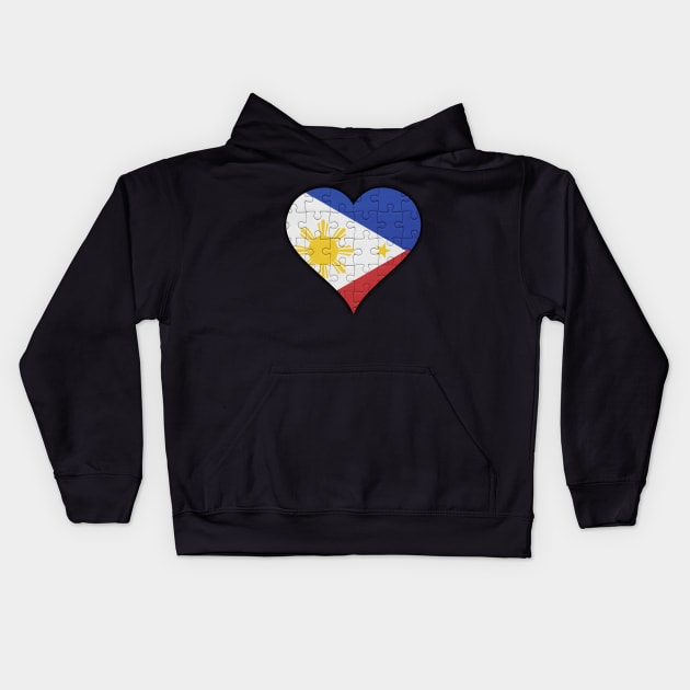 Filipino Jigsaw Puzzle Heart Design - Gift for Filipino With Philippines Roots Kids Hoodie by Country Flags